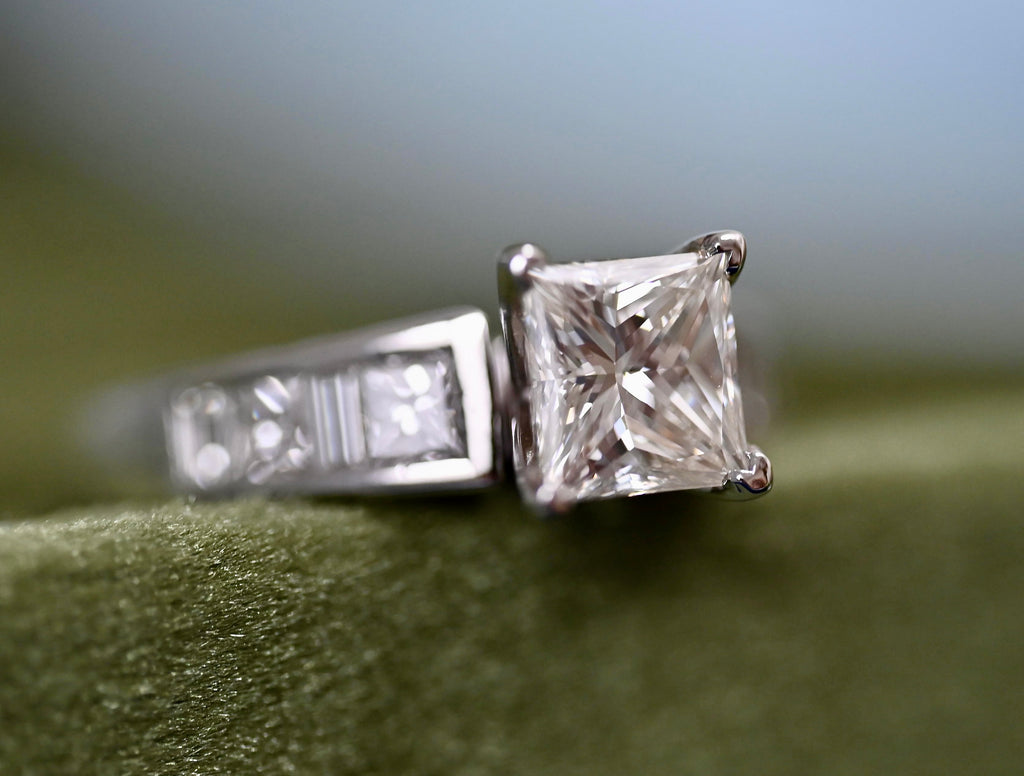 2.15 Carat TW Princess Cut Diamond Engagement Ring