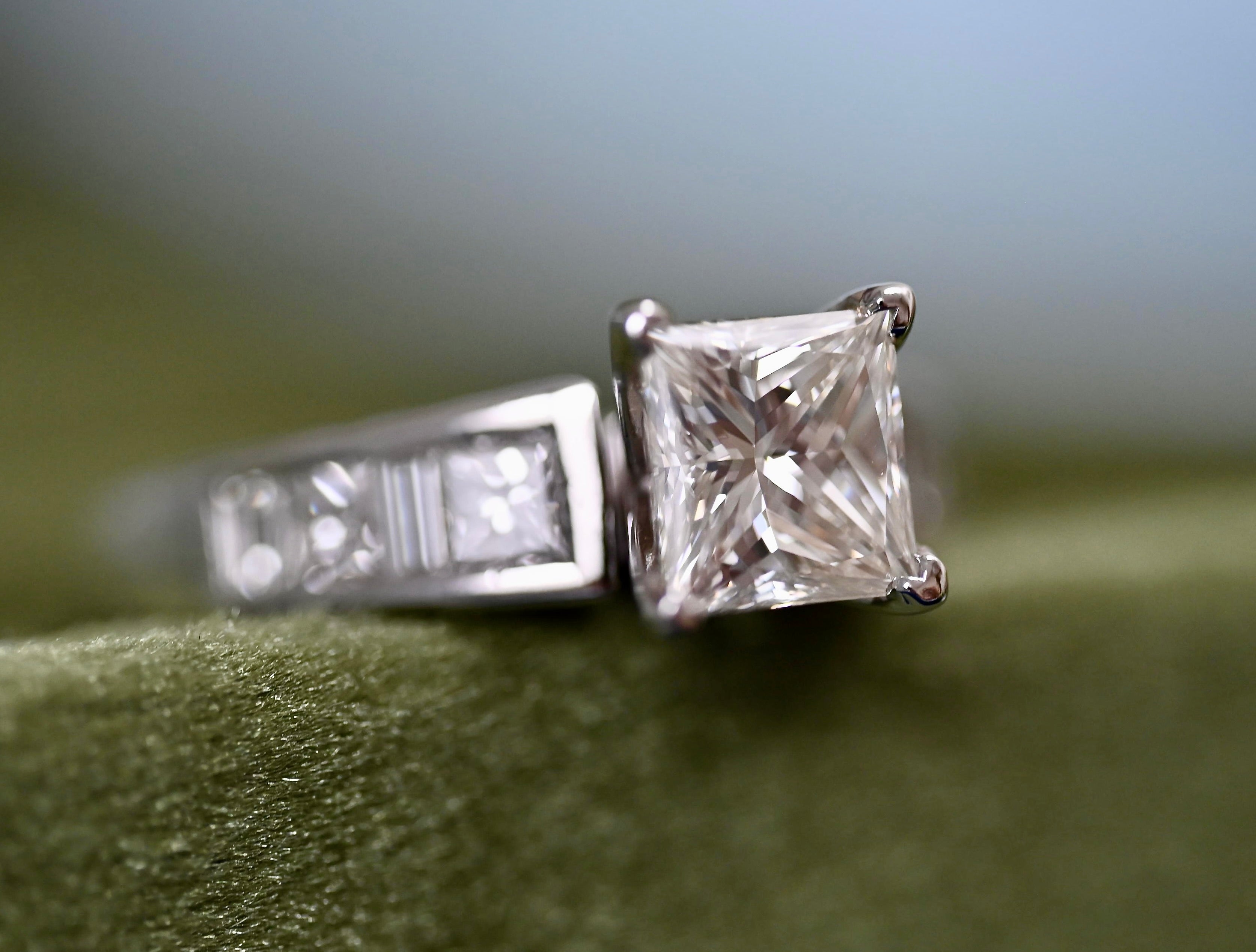 2.15 Carat TW Princess Cut Diamond Engagement Ring