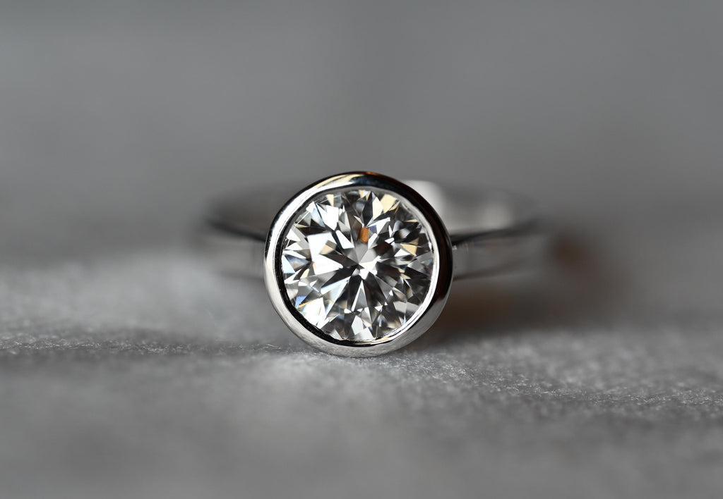 1.93 Carat Bezel-Set Hearts & Arrows Diamond Ring (Lab Grown CVD)