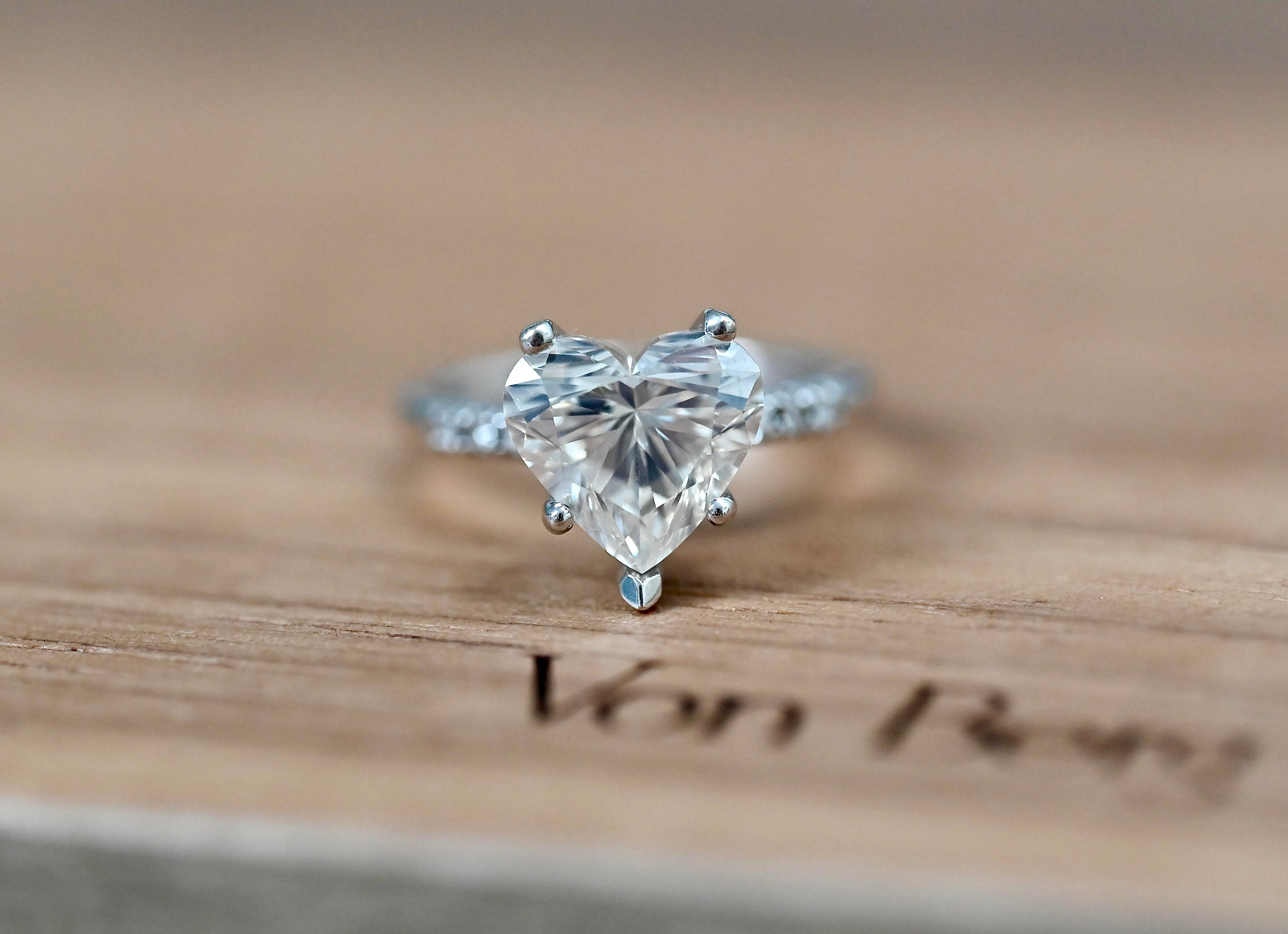 3.09 Carat TW Heart Cut Diamond Engagement Ring