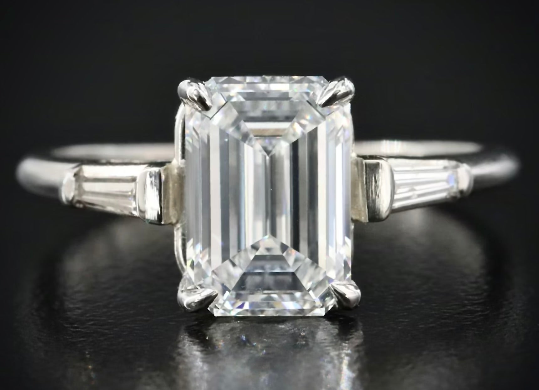3.24 Carat TW Emerald Cut Diamond Engagement Ring