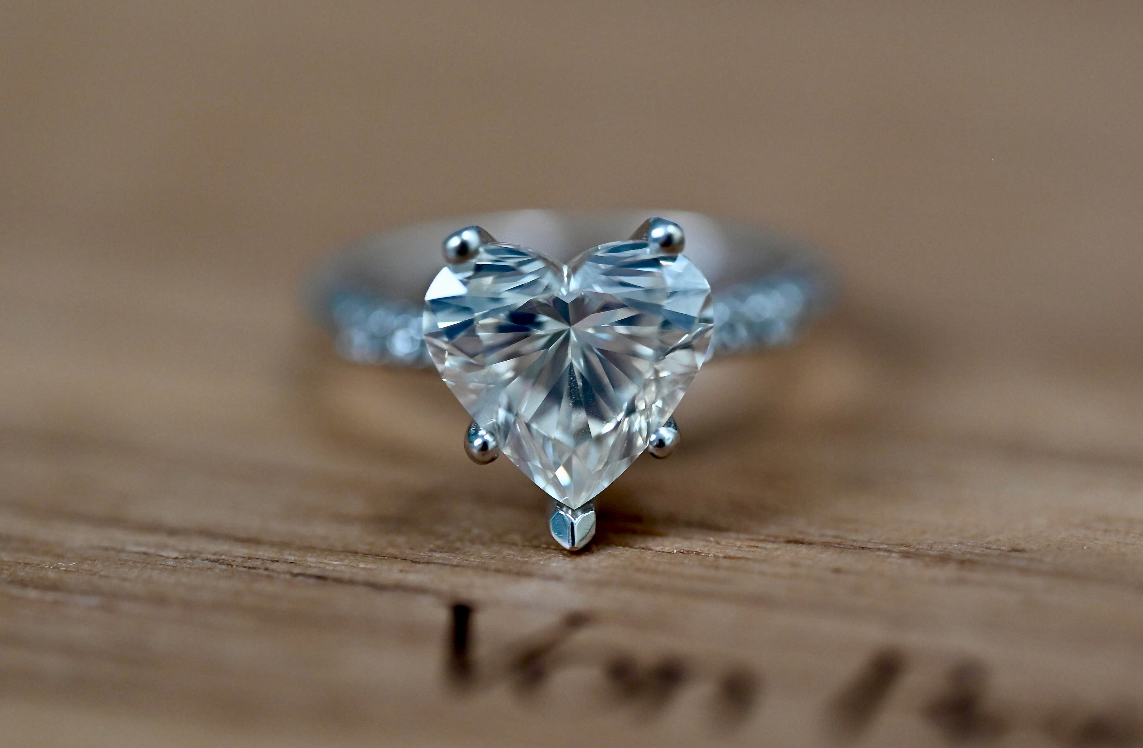 3.09 Carat TW Heart Cut Diamond Engagement Ring