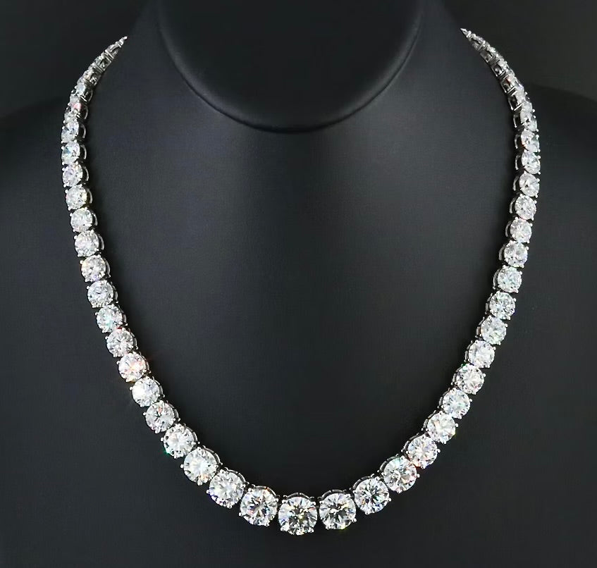 90 Carat Total Weight Lab Diamond and Platinum Graduated Necklace