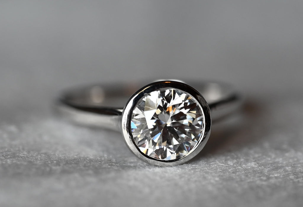 1.93 Carat Bezel-Set Hearts & Arrows Diamond Ring (Lab Grown CVD)