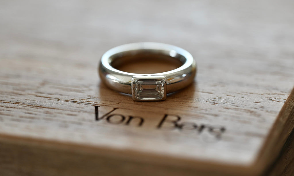 0.60 Carat Emerald Cut Diamond Ring in Platinum