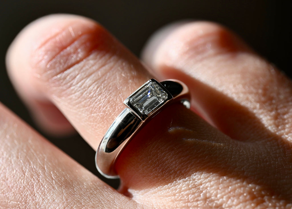 0.60 Carat Emerald Cut Diamond Ring in Platinum