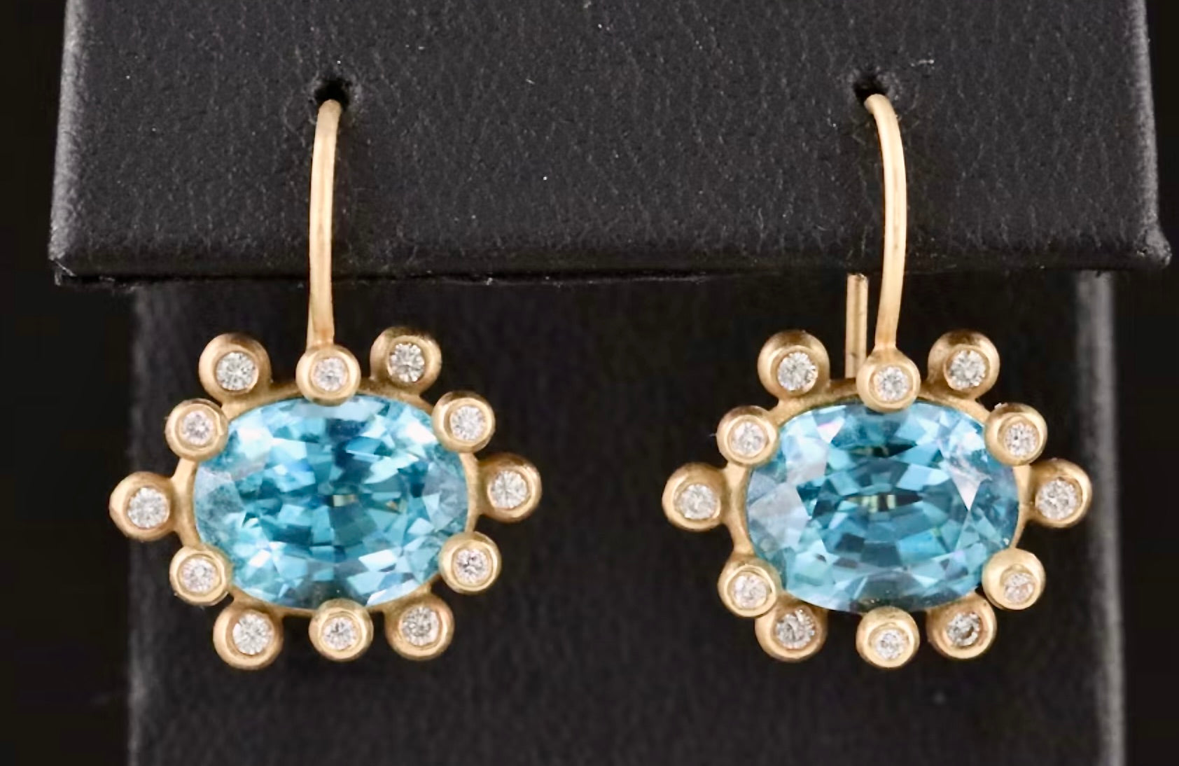 Dazzling 8 Carat Blue Zircon and Diamond Earrings