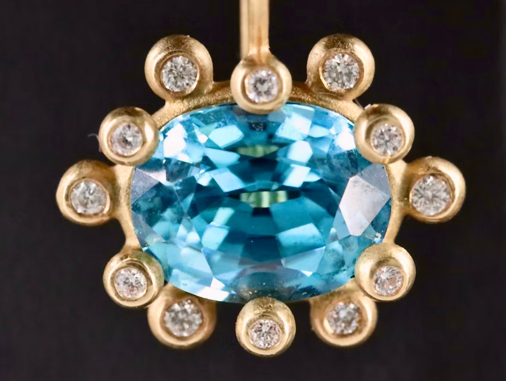 Dazzling 8 Carat Blue Zircon and Diamond Earrings