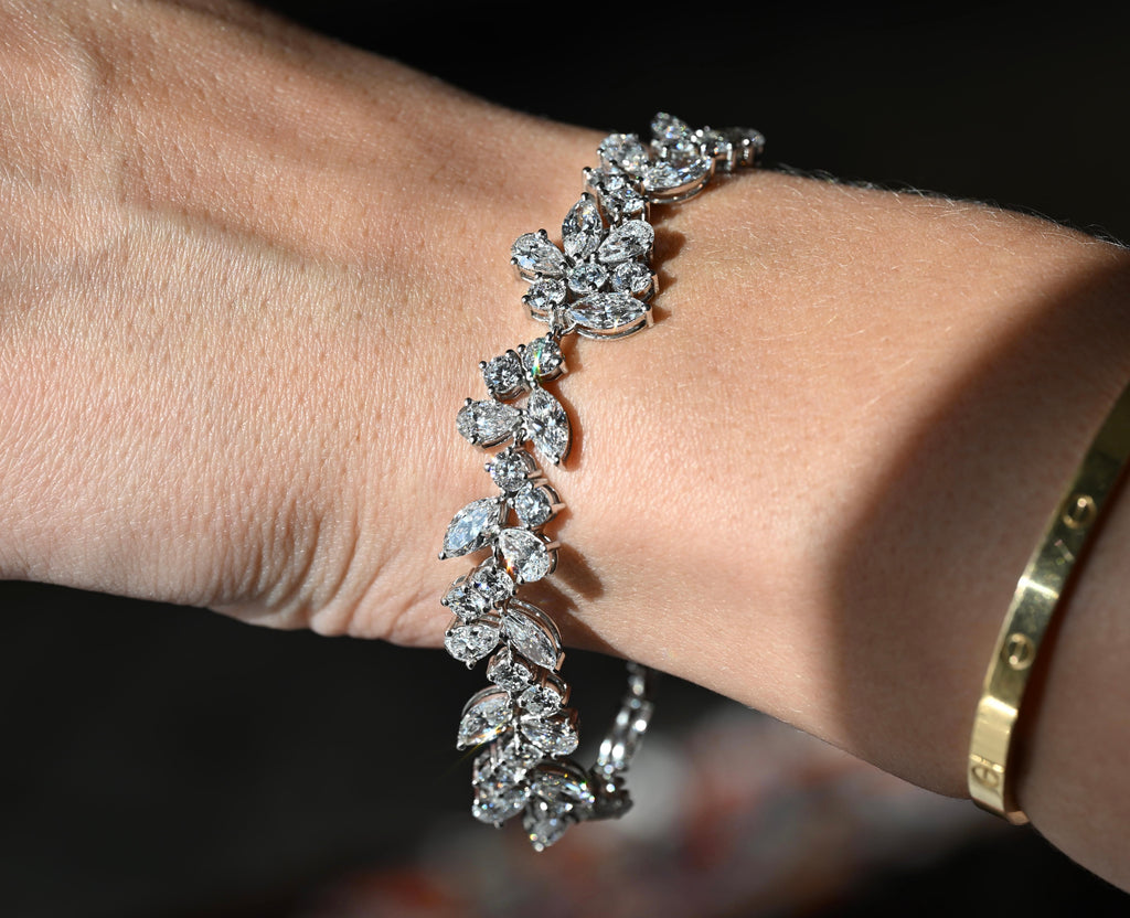 17 Carat Total Weight Lab Diamond and Platinum Tennis Bracelet