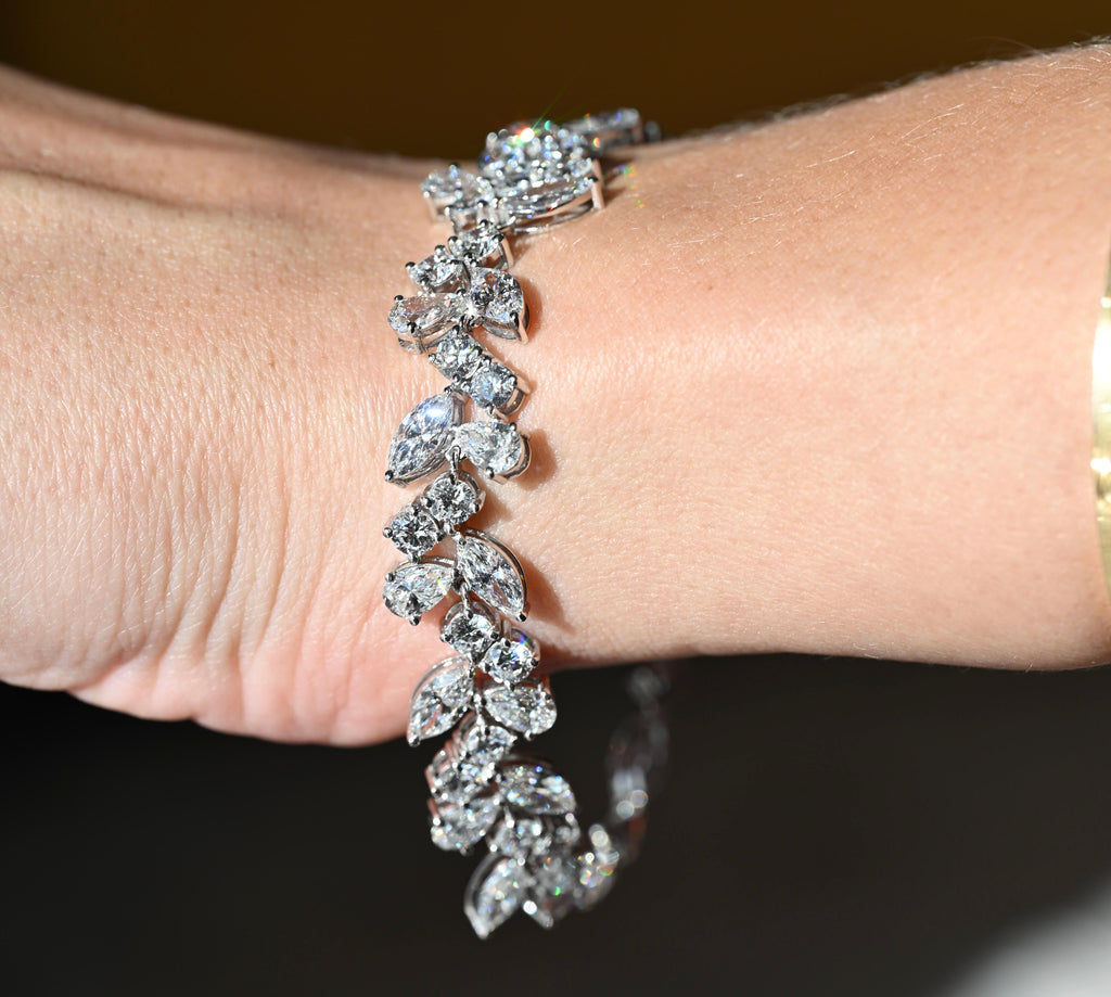 17 Carat Total Weight Lab Diamond and Platinum Tennis Bracelet