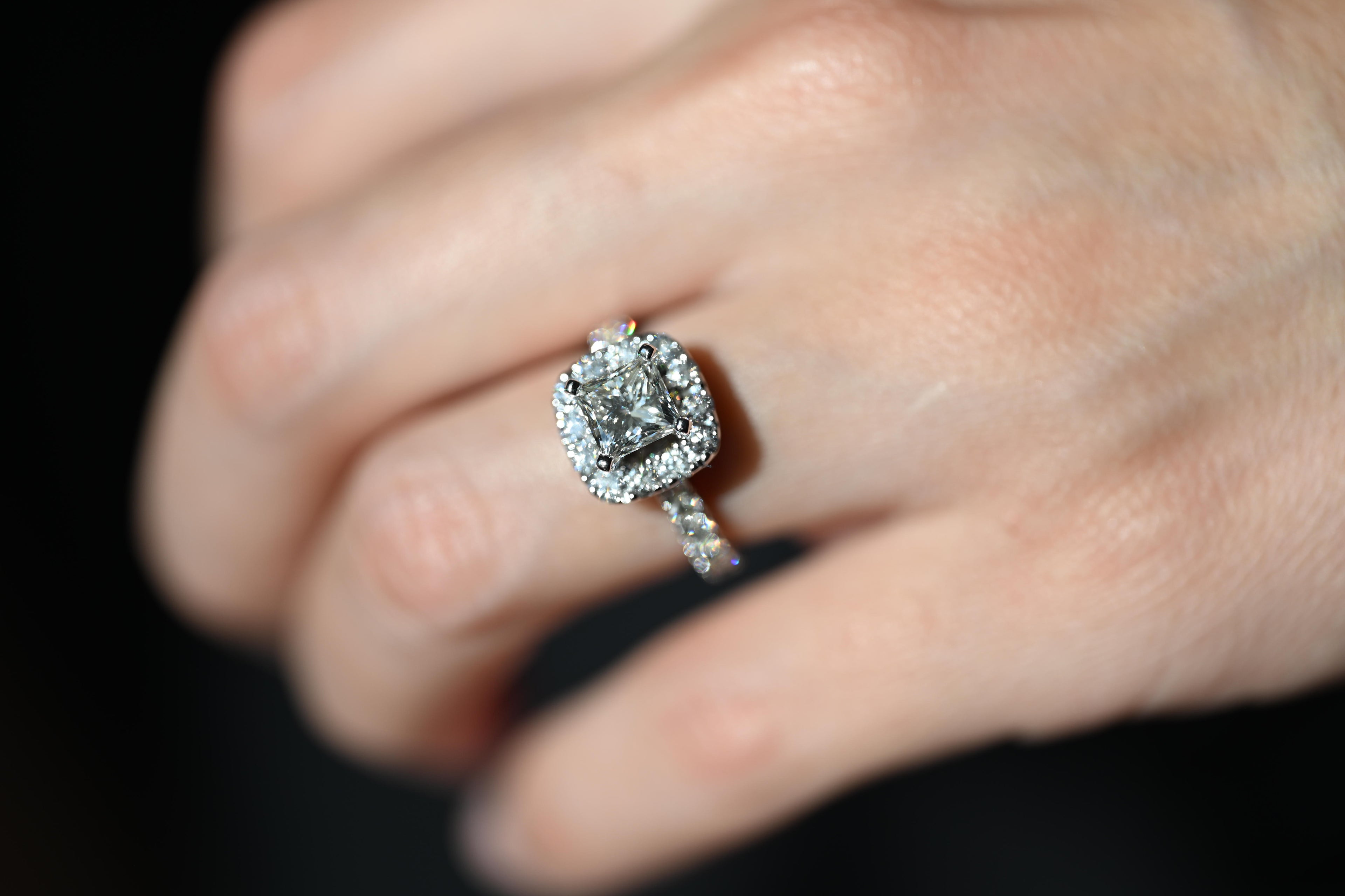 2.46 Carat TW Princess Cut Diamond Engagement Ring