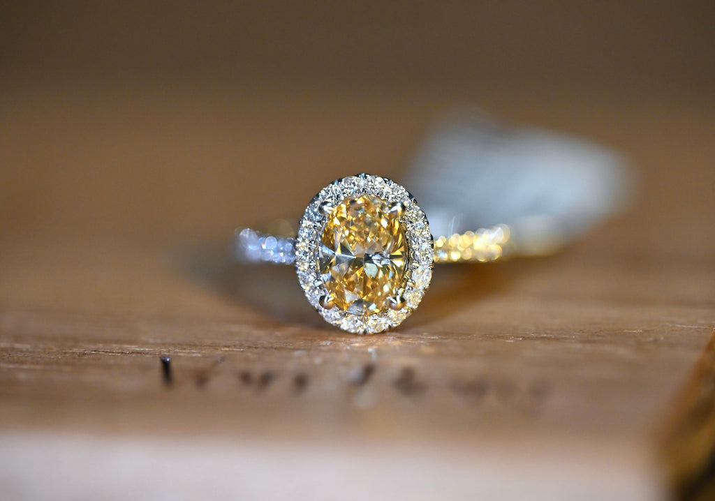 1.78 Carat TW Oval Cut Fancy Brownish Yellow Diamond Engagement Ring