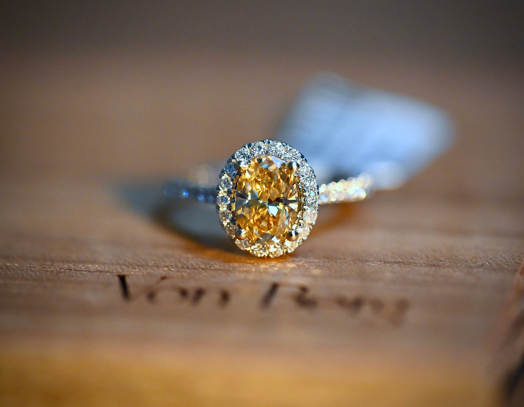 1.78 Carat TW Oval Cut Fancy Brownish Yellow Diamond Engagement Ring