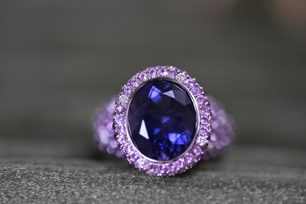 Magnificent Iolite, Sapphire, and Diamond Ring