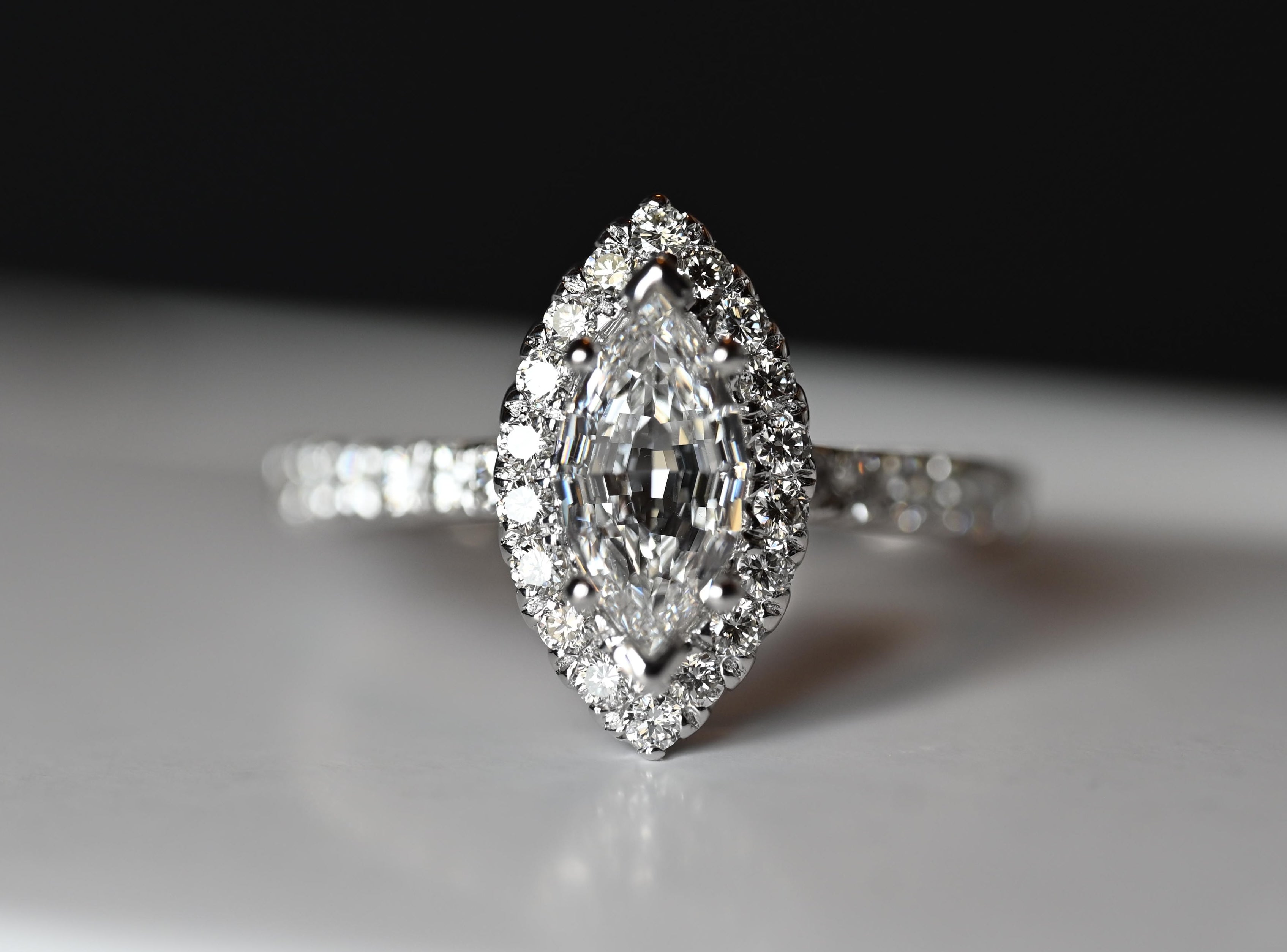 1.61 Carat TW Marquise Cut Diamond Engagement Ring