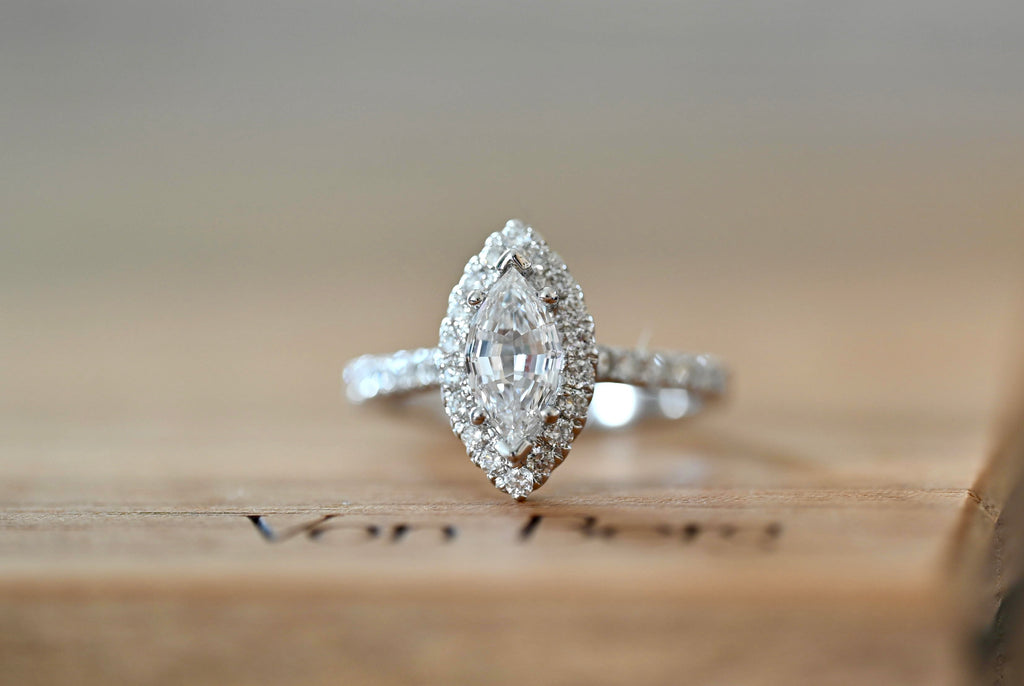 1.61 Carat TW Marquise Cut Diamond Engagement Ring