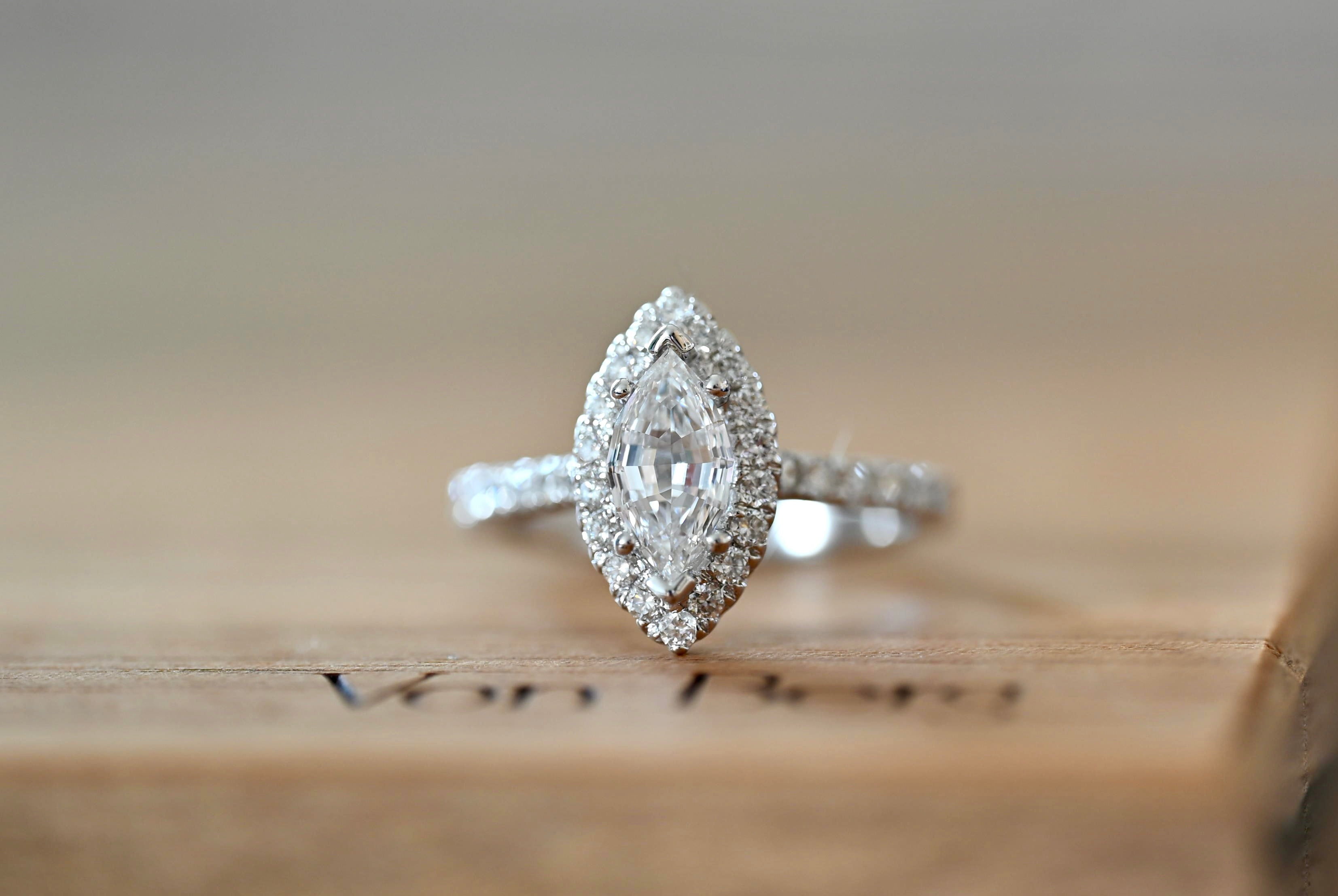 1.61 Carat TW Marquise Cut Diamond Engagement Ring