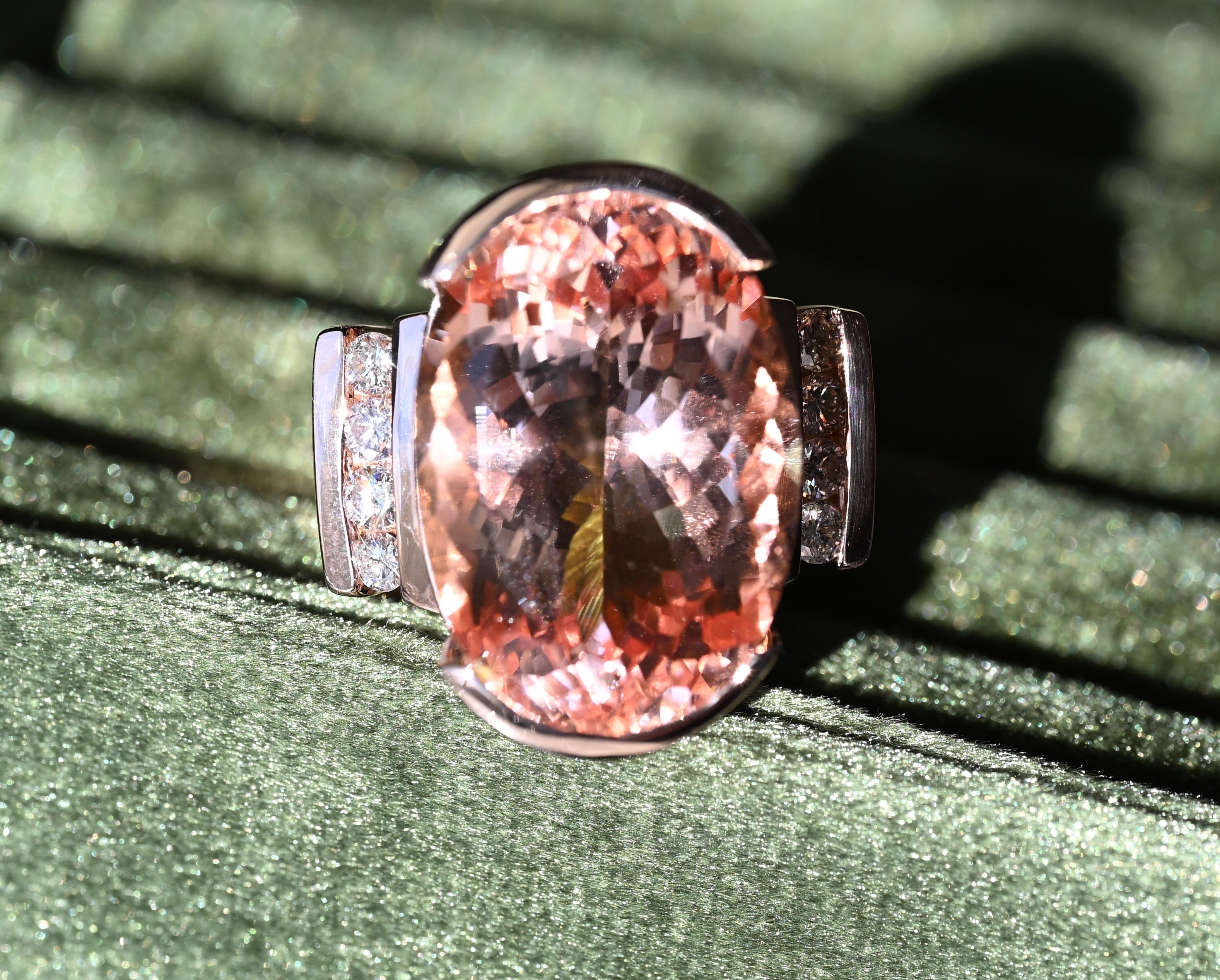 Stunning 29 Carat Morganite and Diamond Ring