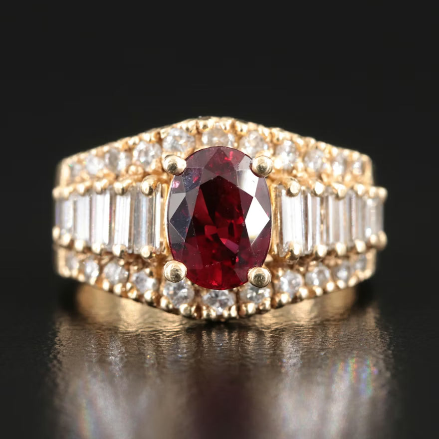 1.61 Carat Ruby and Diamond Ring