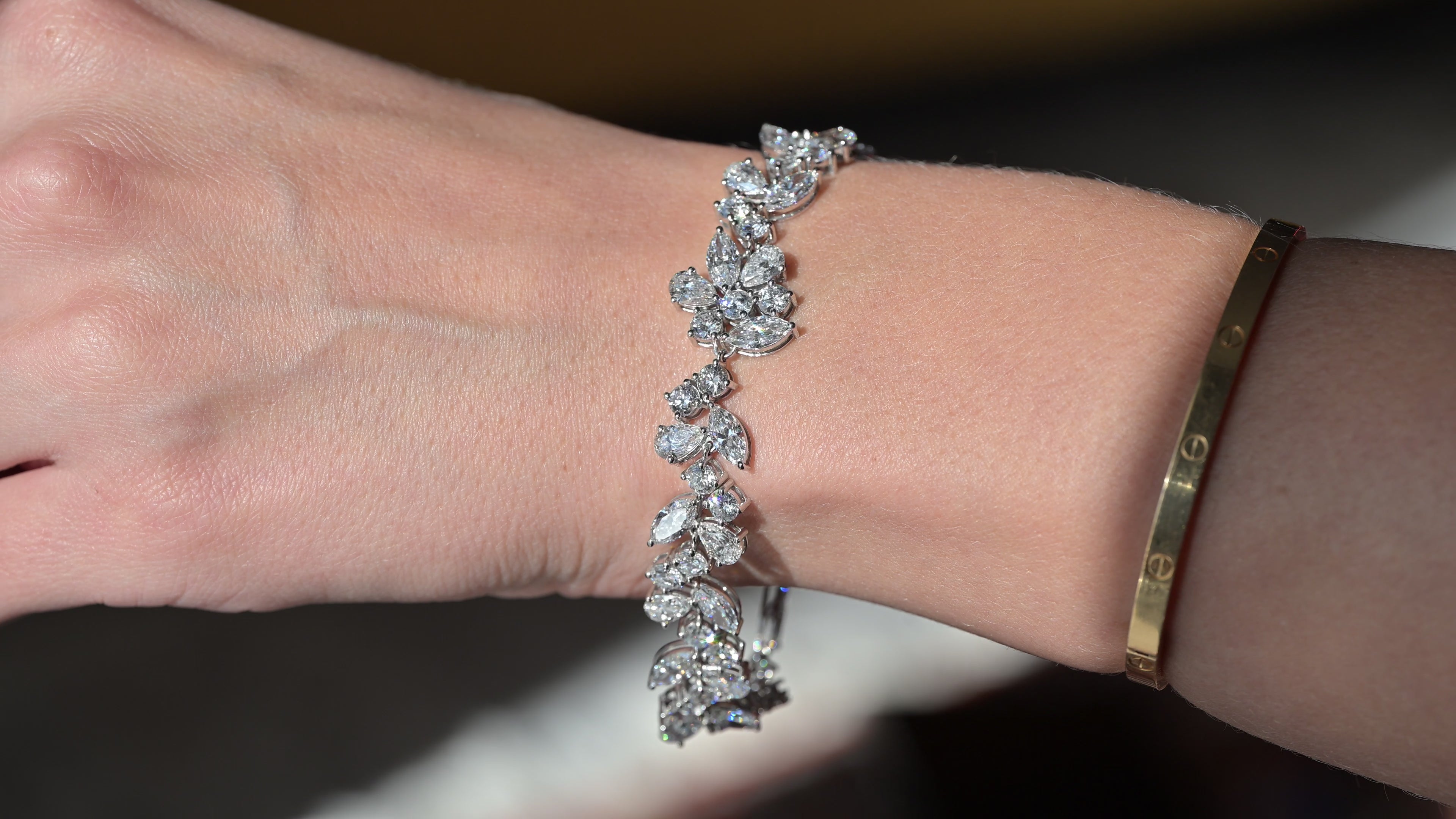 17 Carat Total Weight Lab Diamond and Platinum Tennis Bracelet