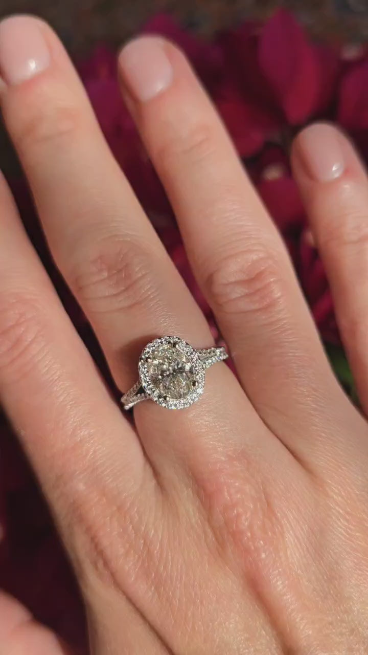 2.07 Carat TW Oval Cut Champagne Diamond Engagement Ring