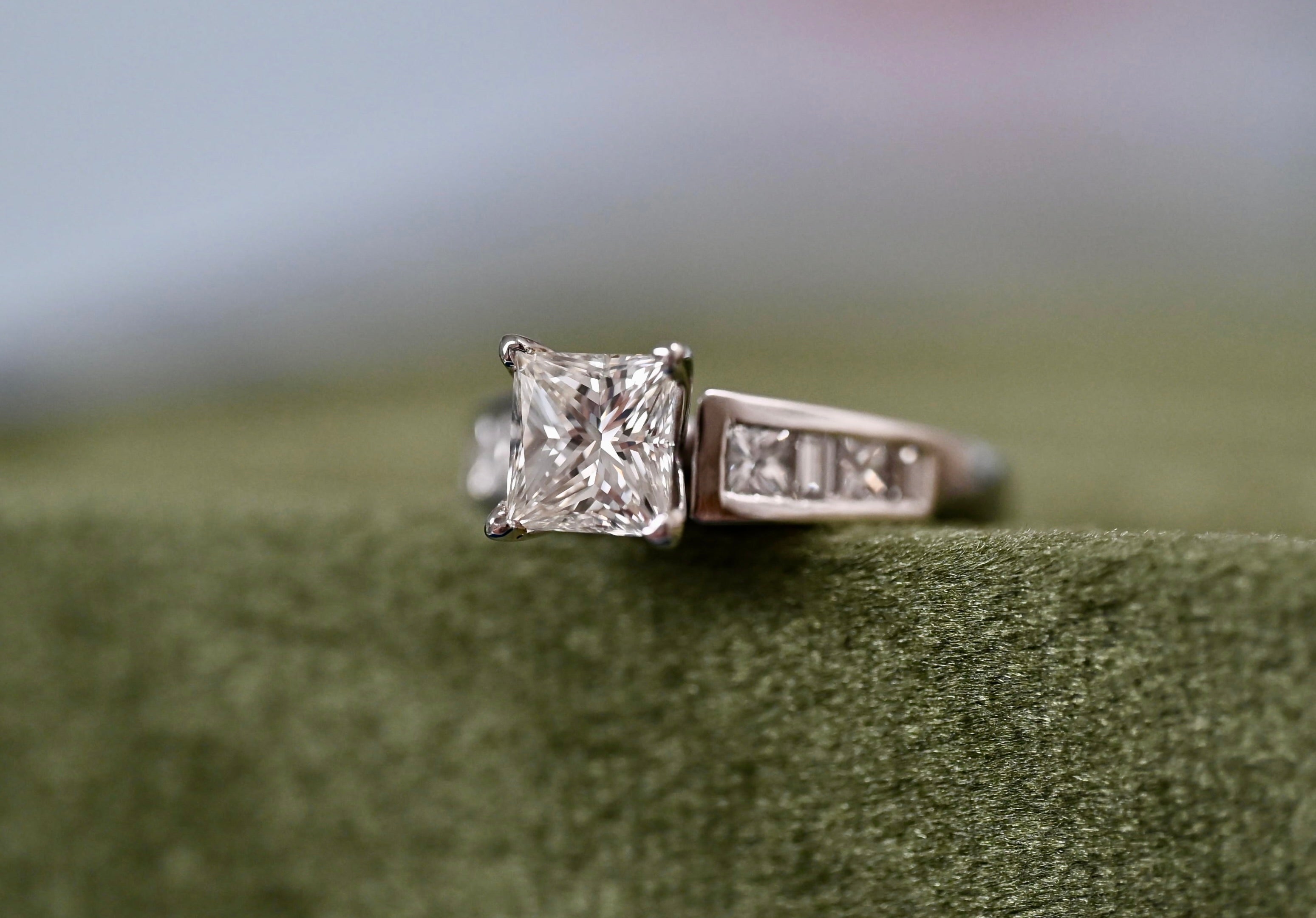 2.15 Carat TW Princess Cut Diamond Engagement Ring