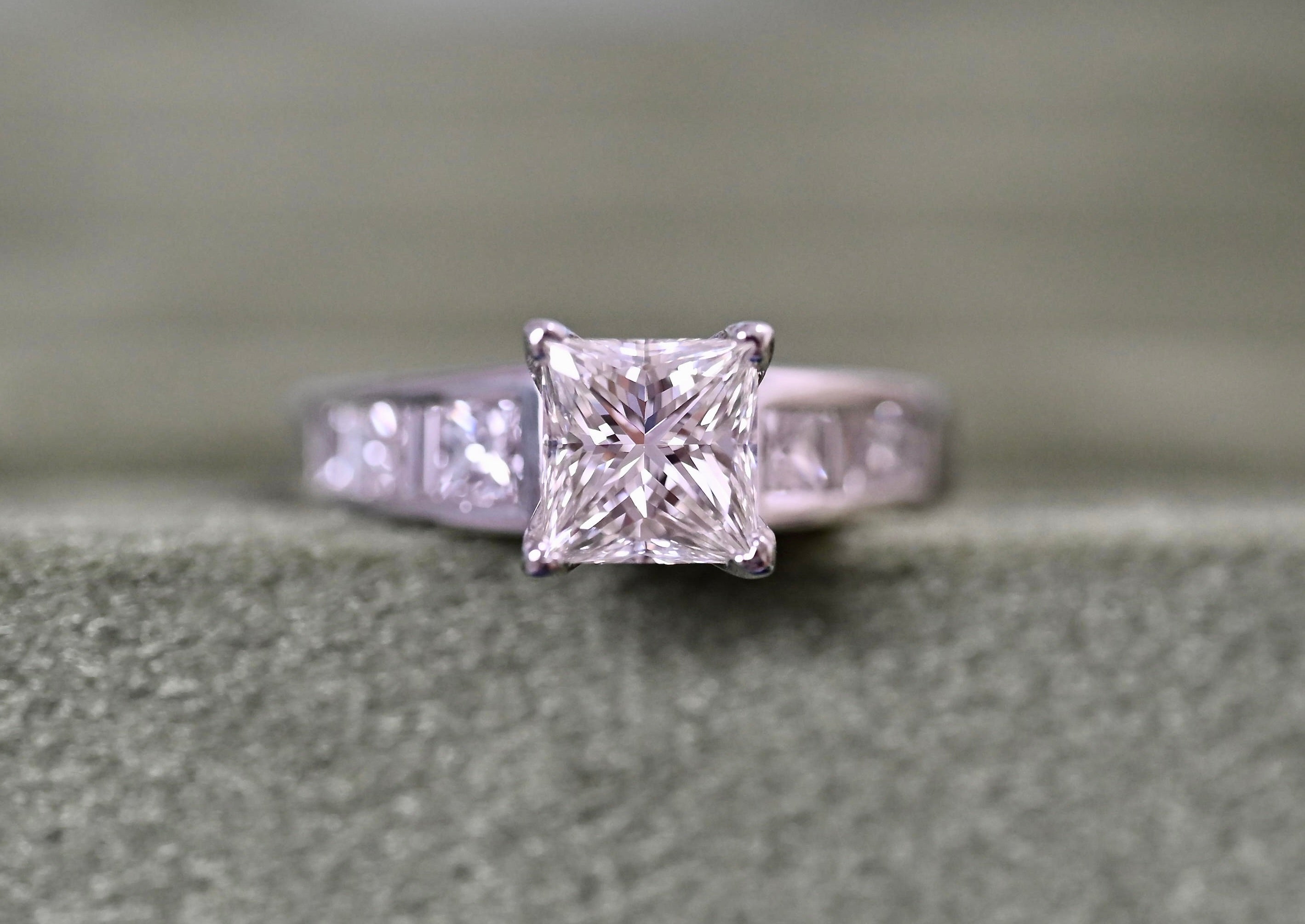 2.15 Carat TW Princess Cut Diamond Engagement Ring